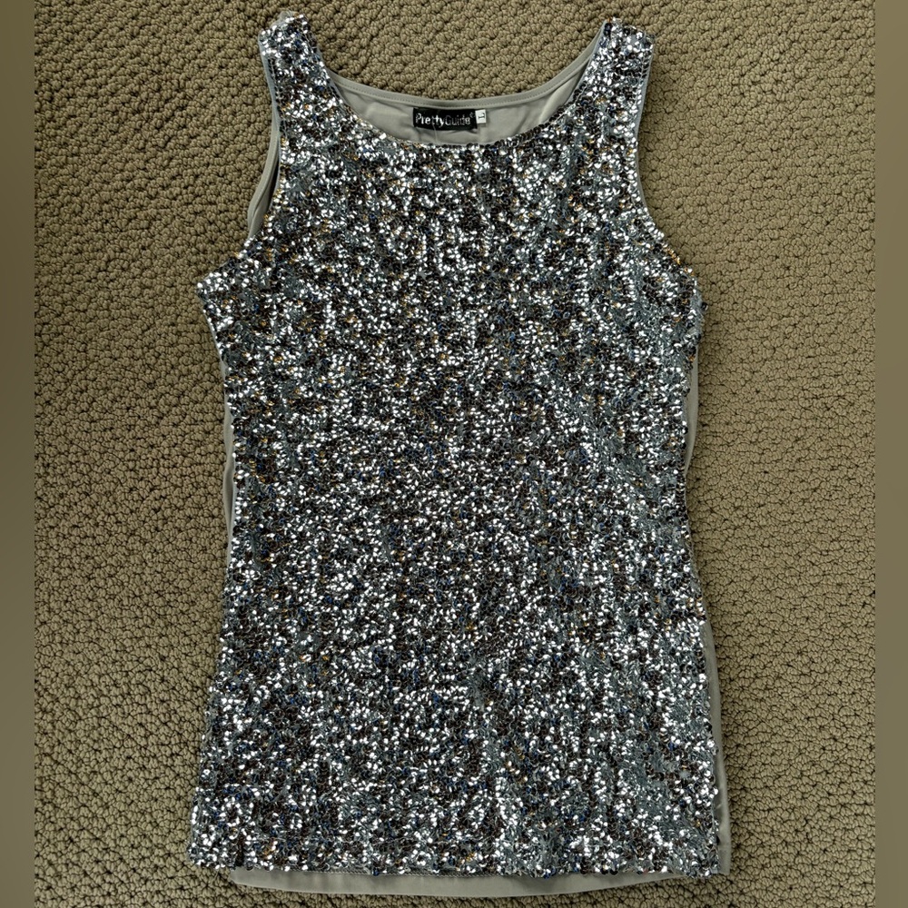 Silver Sequin Dance Tank Top